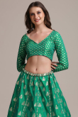 Lehenga in Jacquard Persian Green for Sangeet