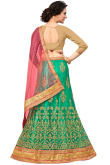 Persian Green Net Embroidered Indian Wedding Lehenga