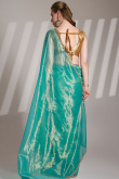 Persian Green Net Embroidered Shimmer Saree