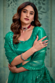 Persian Green Net Lehenga With Sequins Work For Weddings