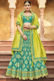 Persian Green Silk Embroidered Lehenga