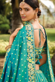 Persian Green Silk Sequins Embroidered Panelled Style Lehenga
