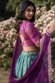Persian Green Silk Woven Zari A-line style Lehenga