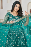 Persian Green Woven Zari Silk Flared Style Lehenga 