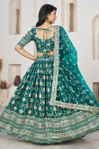 Persian Green Woven Zari Silk Flared Style Lehenga 