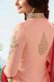 Resham Embroidered Georgette Peach Color Anarkali Suit