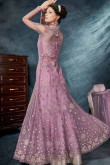 Gorgeous Pink Net Anarkali Suit With Resham Work