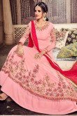 Pink Silk Embroidered Anarkali Suit