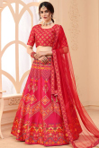 Pink Art Silk Digital Printed Designer Party Wear Lehenga
