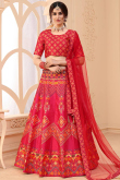 Pink Art Silk Digital Printed Designer Party Wear Lehenga