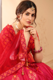 Pink Art Silk Digital Printed Designer Party Wear Lehenga