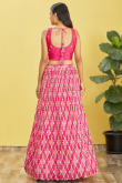 Pink Bandhej Print Chinnon Lehenga For Sangeet 