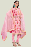 Pink Chanderi Churidar Churidar Suit