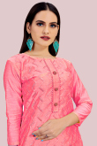 Pink Chanderi Embroidered Churidar Suit