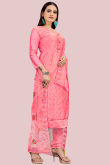 Pink Chanderi Embroidered Churidar Suit