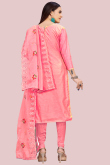 Pink Chanderi Embroidered Churidar Suit