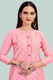 Pink Chanderi Silk Straight Cut Churidar Suit