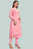 Pink Chanderi Silk Straight Cut Churidar Suit