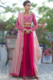 Pink Cotton Silk A-Line Party Wear Lehenga