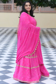 Georgette Pink Zari Embroidered Party Wear Lehenga