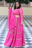 Georgette Pink Zari Embroidered Party Wear Lehenga