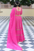 Georgette Pink Zari Embroidered Party Wear Lehenga
