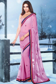 Pink Georgette Party Wear Saree With Net Blouse
