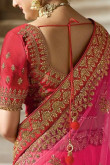 Pink Satin Silk and Velvet Lehenga with Tissue Choli