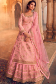 Pink Net Lehenga With Heavy Embroidery Work