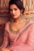 Pink Net Lehenga With Heavy Embroidery Work