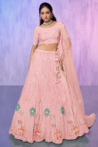 Pink Party Wear Embroidered Net Lehenga For Bridesmaid