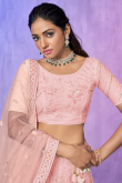 Pink Party Wear Embroidered Net Lehenga For Bridesmaid