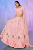 Pink Party Wear Embroidered Net Lehenga For Bridesmaid