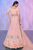 Pink Party Wear Embroidered Net Lehenga For Bridesmaid
