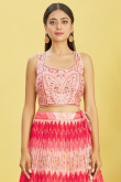 Pink Printed Chinnon Lehenga For Bridesmaid 