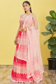Pink Printed Chinnon Lehenga For Bridesmaid 