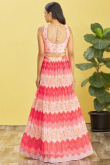 Pink Printed Chinnon Lehenga For Bridesmaid 