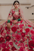 Pink Resham Embroidered Velvet Lehenga Choli
