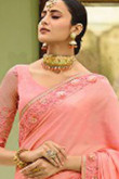 Pink Silk Saree With Raw silk Blouse