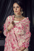 Pink with White Silk Saree