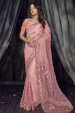 Pink Silk Saree With Satin Blouse