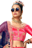 Pink Satin A Line Embroidered Lehenga