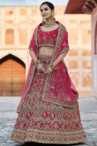 Pink Velvet A-Line Embroidered Lehenga