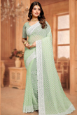 Pistachio Georgette Sequins Embroidered Lightweight Saree 