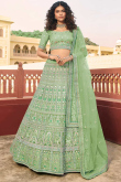 Pistachio Green Art Silk Embroidered Lehenga