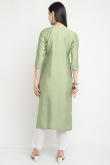 Pistachio Green Chanderi Embroidered Kurti