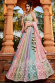 Pistachio Green Chinnon Lehenga with Dori Work for Wedding