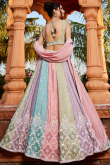 Pistachio Green Chinnon Lehenga with Dori Work for Wedding