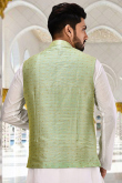 Pistachio Green Cotton Jacket Style Men Waist Coat