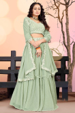 Pistachio Green Georgette Embroidered A Line Lehenga